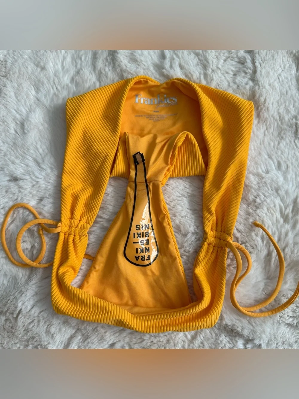 Frankie’s Bikinis Ruby Yellow Ribbed Bikini Bottoms in Squeeze/Mustard Yellow